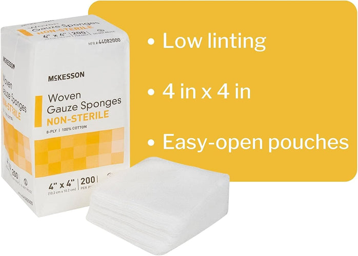 Gauze Sponge McKesson Cotton 12-Ply 4 X 4 Inch Square NonSterile - Hope Health Supply