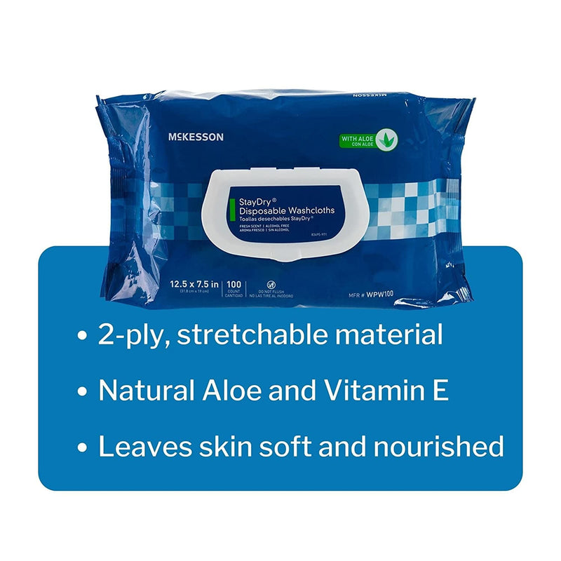 StayDry® Disposable Washcloths with Aloe - Hope Health Supply